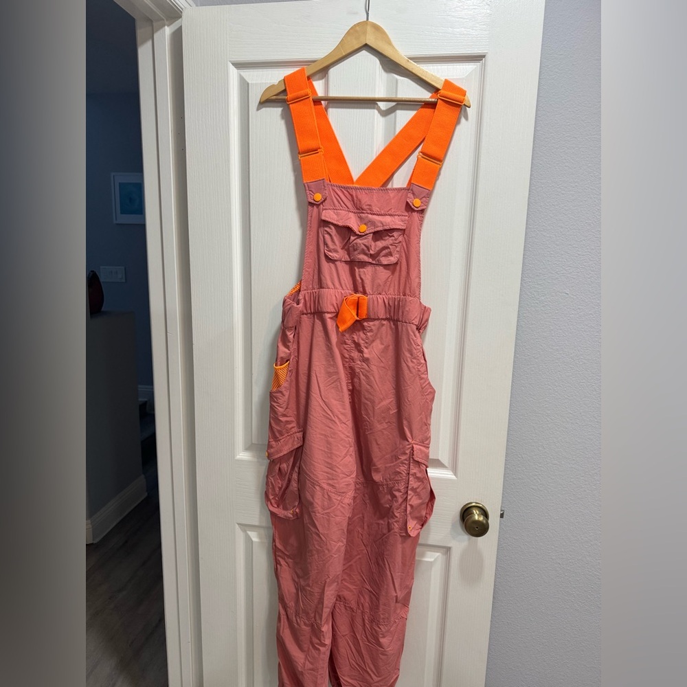 NWOT Free People Movement Morning Meadow Overalls Jumpsuit Pink Neon Orange - Picture 9 of 9